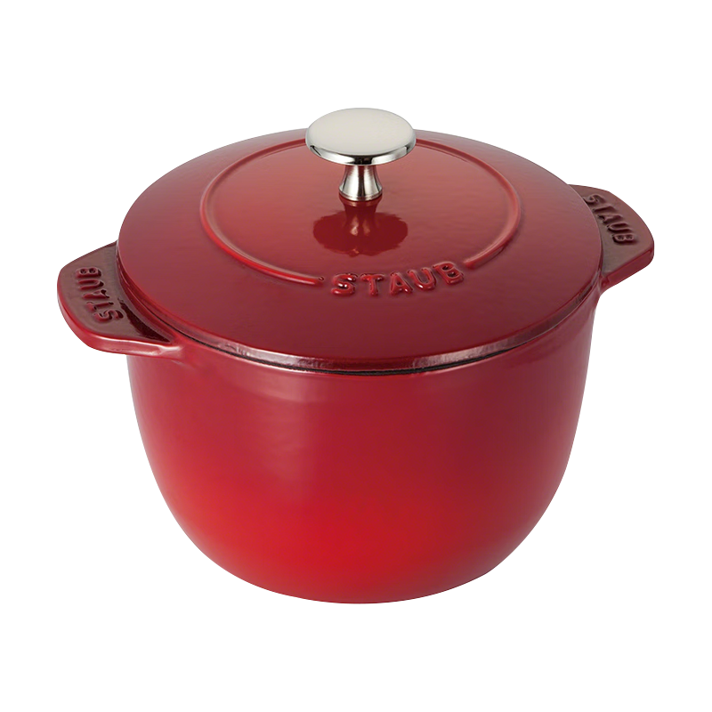 Staub , French Imported Enamel Cast Iron Milk Pot, Soup Pot, Stew Pot, Frying Pan, Rice Cooker, Cherry Red, 16cm, 1030213