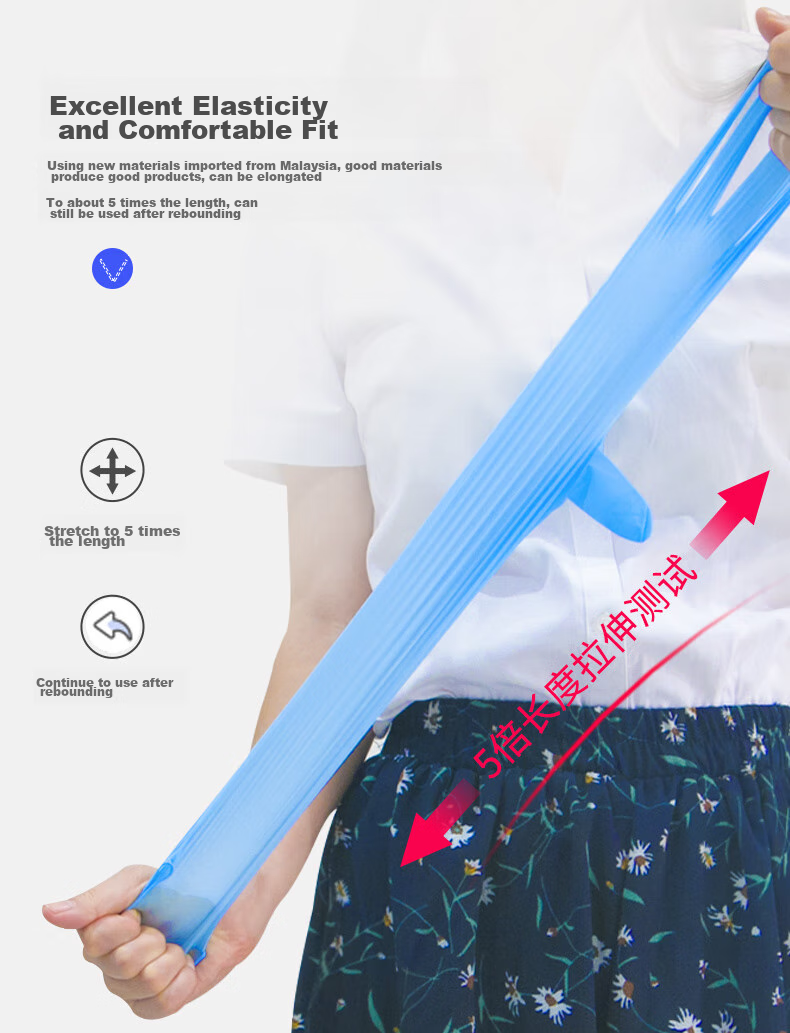Jiazhanli Disposable Nitrile Gloves, Thickened Durable Gloves, Protective Laboratory Rubber Blue Nitrile Gloves (100 Pieces/box), Size S 7