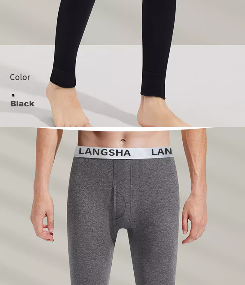 LangSha 2-Pack Men's Thermal Underwear, 100% Pure Cotton, Antibacterial And Anti-Mite, Warm Long Johns, Autumn And Winter Cotton Pants, Men's Thermal Underwear 20