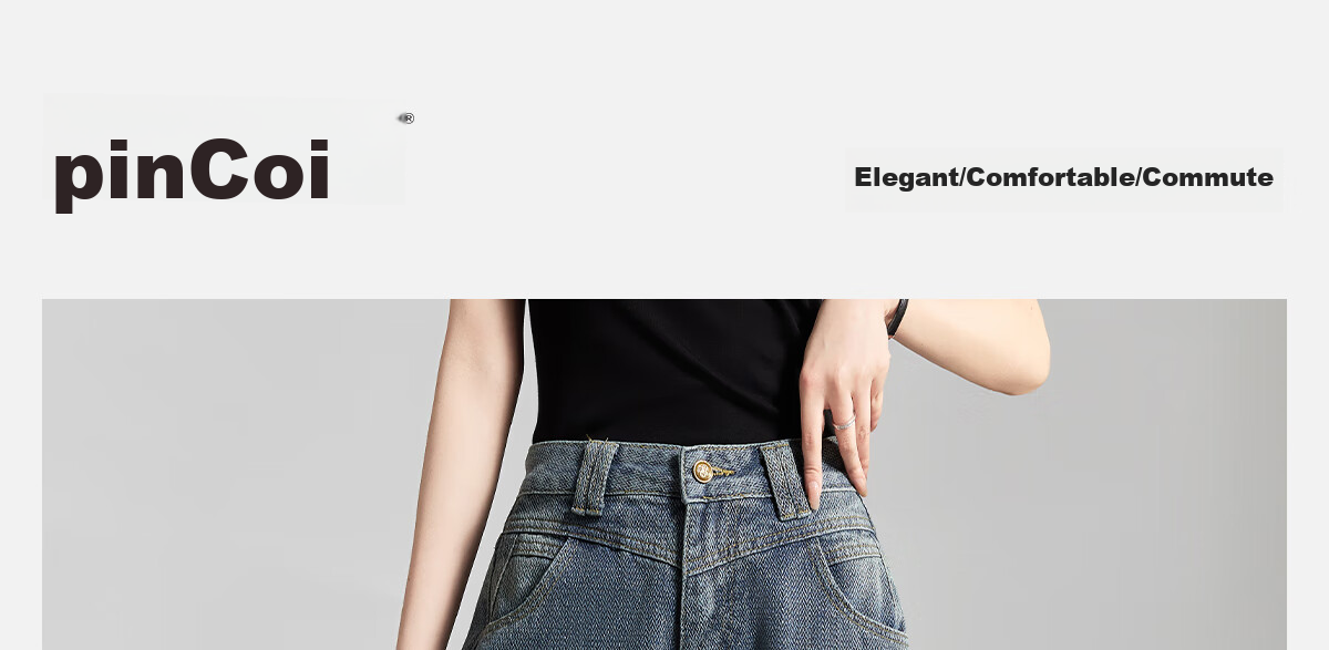 PinCai High-Waisted Jeans for Women, Loose Wide-Leg Pants, Slimming Floor-Length Straight Trousers, Fashionable Versatile Long Pants P13QN1907 2