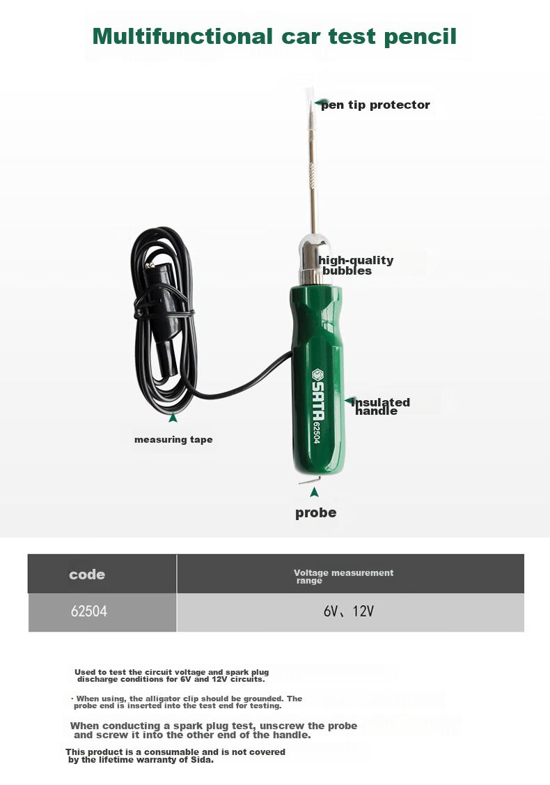 SATA 62501 Advanced Voltage Tester Pen with Stand And Neon Tube, Screwdriver, 145mm 15