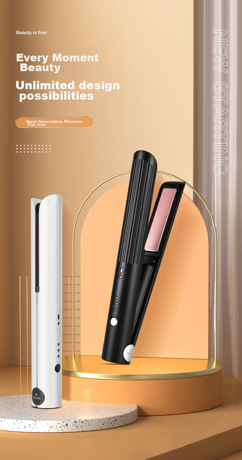 Jindao Straight Hair Iron, Wireless Charging Clip, Curling Iron, High Crown Curl And Straight Dual-Use, for Men And Women, Small Ironing Board, Straight Hair Electric Iron, KD386 White Portable, National Day Gift, Birthday Present 2