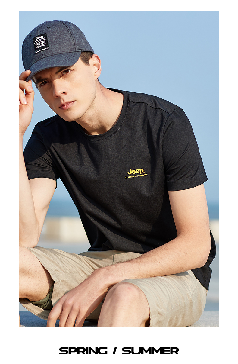 JEEP Men's Short-Sleeve T-Shirt, Sports Outdoor Breathable Quick-Dry Tee, Men's Cool Round Neck Top, 538 Navy Blue XL 11