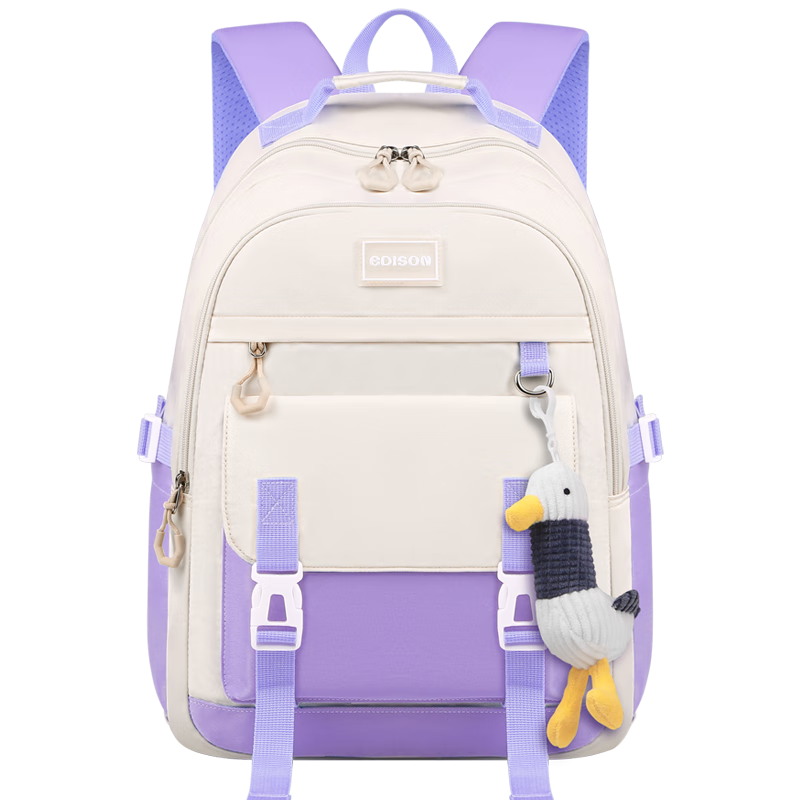 Edison Inventor Middle School Backpack, Large Capacity with Multiple Compartments, Backpack for Boys And Girls, High School Students' Shoulder Bag, K071-5, Light Purple