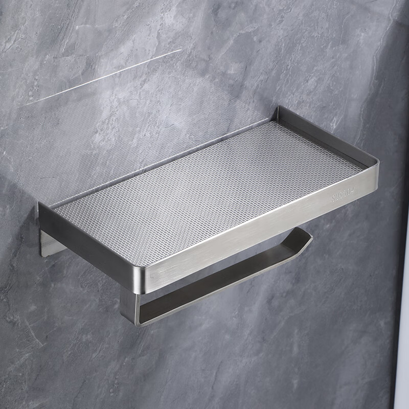 Huxiansen Toilet Paper Holder, No Drilling Required, 304 Stainless Steel, Wall-Mounted Roll Paper Rack with Storage Shelf for Bathroom