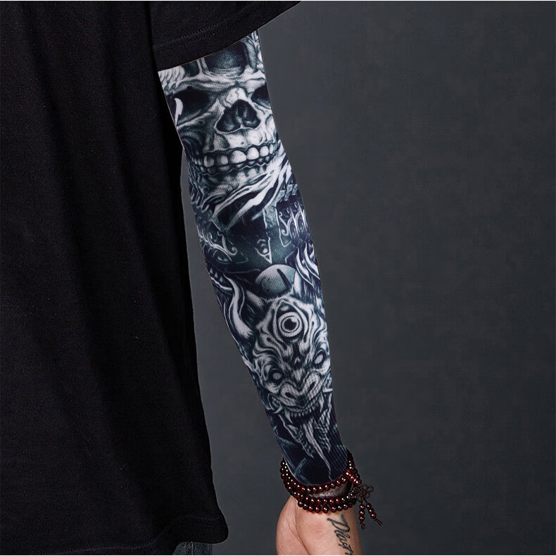 RED DRAGONFLY Tattoo Ice Sleeve Men's Floral Arm Sun Protection Ice Silk Arm Sleeve Summer Sunshade Cooling Sleeve Personalized Arm Guard 17