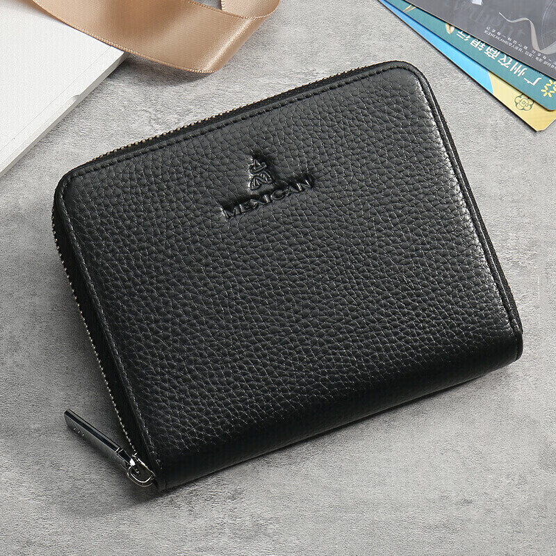 MEXICAN Genuine Top-Grain Leather Card Holder for Men, Large Capacity Card Case with Multiple Slots, Accordion Wallet for Business Cards And ID Documents, Black