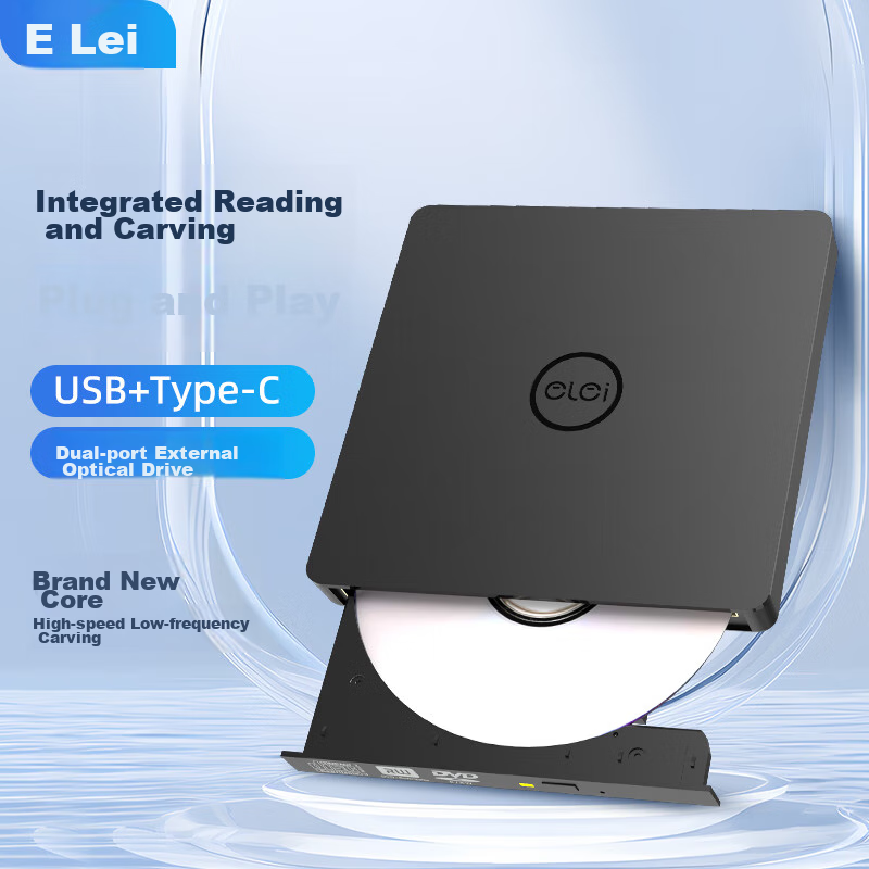 Elei USB External Optical Drive, Type-C External DVD Burner, Portable Optical Drive, CD/DVD External Drive, Compatible with Laptops And Desktop Computers