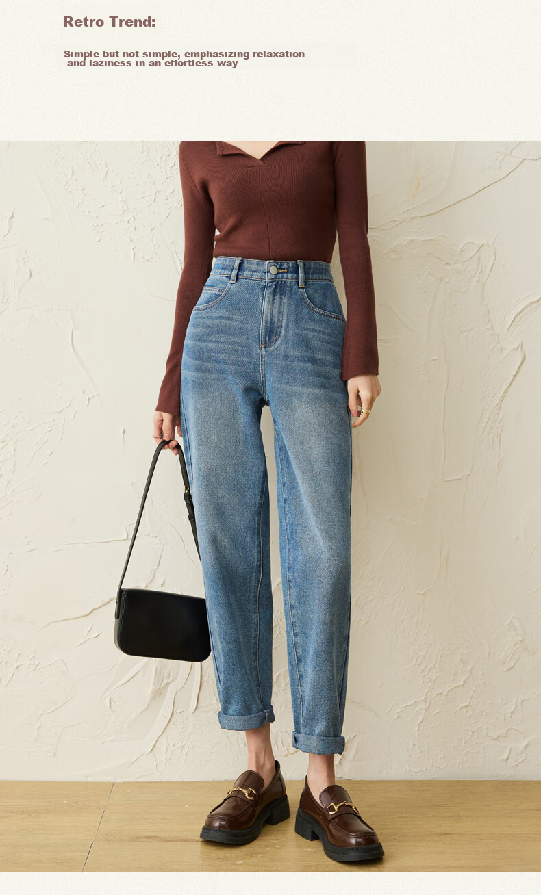 LangSha [New Retro Moisture-Wicking] Women's Jeans, Spring And Autumn New Style, High-Waisted Straight-Leg Cropped Tapered Harem Pants 13