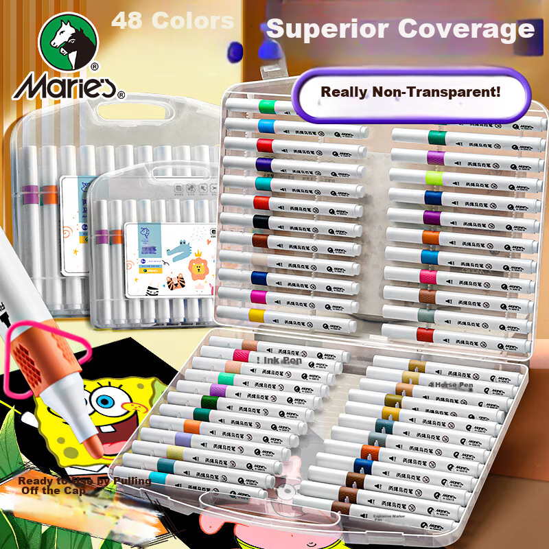 Marie's 80-Color Acrylic Markers, Waterproof, Non-Bleeding, Stackable, Guka Watercolor Pens, Washable, for Elementary School Students, Children's Doodling, Colored Pens, Art Sketching Watercolor Pens