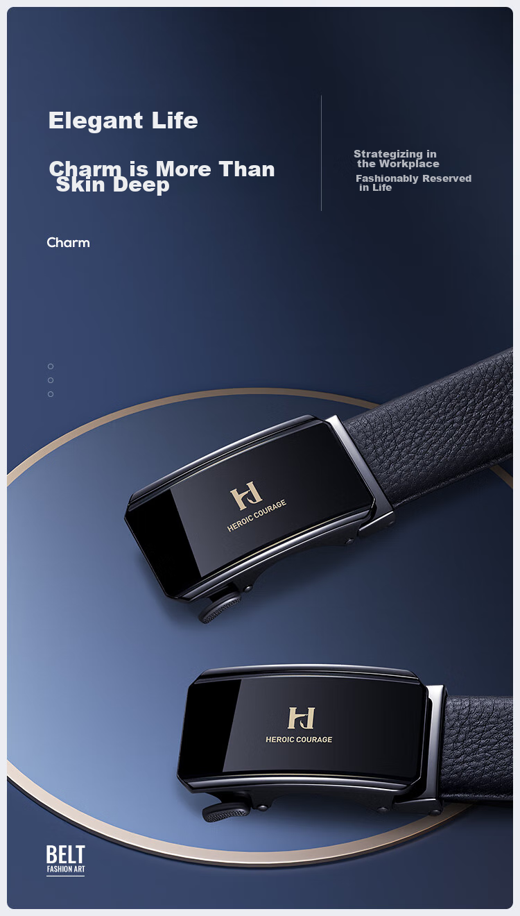 HLA Men's Automatic Buckle Belt, Top-Grain Leather, Extended Length, Birthday Gift for Boyfriend, Fashionable New Style, Trendy Present for Father 4
