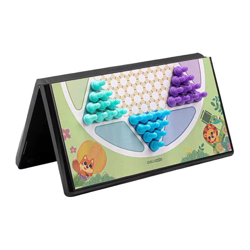 Deli Magnetic Checkers for Children's Developmental Educational Board Game, Foldable Chessboard Toy, Camping Game