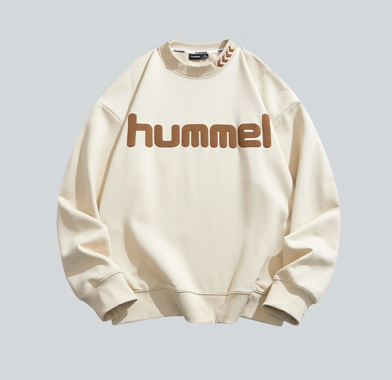 Hummel Spring And Autumn Heavyweight Sweatshirt for Men And Women, Couple Outfit with Embroidery, Loose-Fitting Round Neck Top for Spring, Base Layer, Black, S 19
