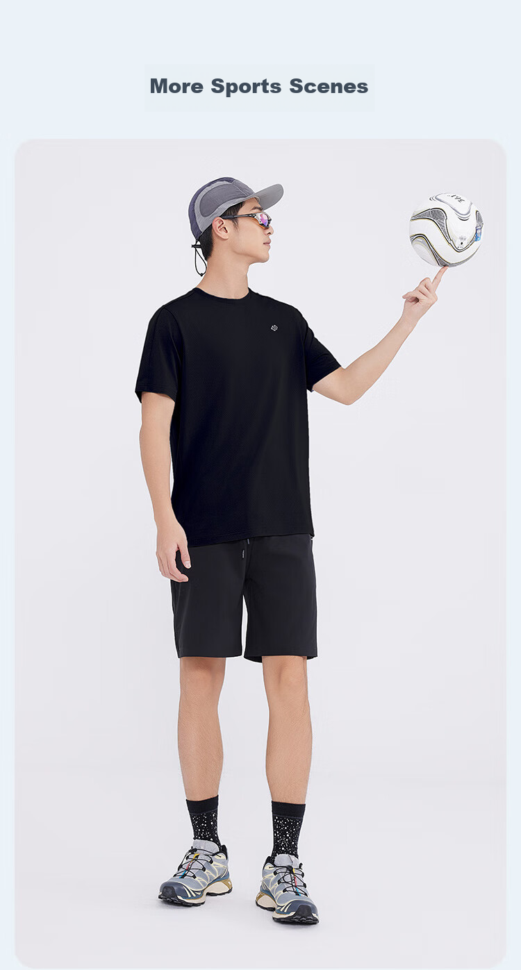 JD Original [Super Quick-Dry Set] Running Sportswear Set Moisture-Wicking Quick-Dry T-Shirt Five-Point Shorts for Men Spring/summer Black XL 8