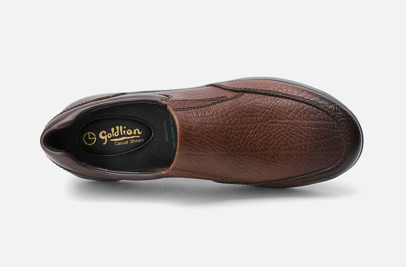 Goldlion Men's Business Casual Leather Shoes, Lightweight Comfortable Slip-On Loafers G527320280AAB, Black, Size 42 15