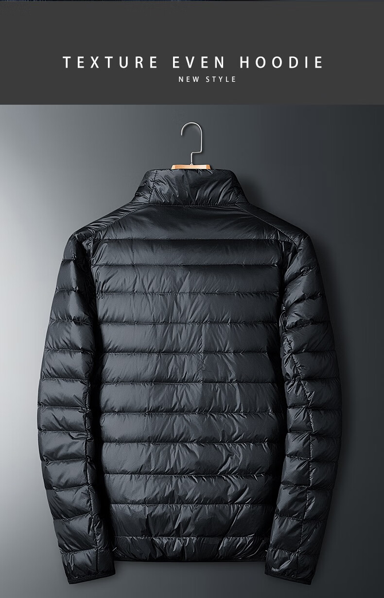 JEEP SPIRIT Men's Lightweight Down Jacket Winter Warm Casual Stand Collar Cold-Resistant Coat Gray XL 3
