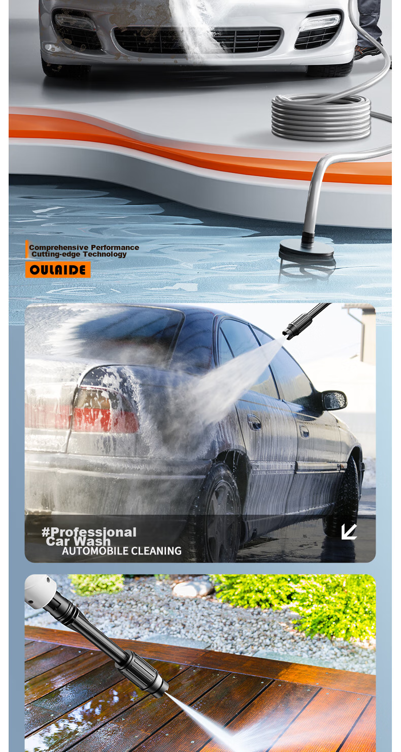Oulaide Portable Wireless High-Pressure Car Wash Machine, Lithium Battery-Powered Car Washing Gun, Car Cleaning Tool for Home Use 9