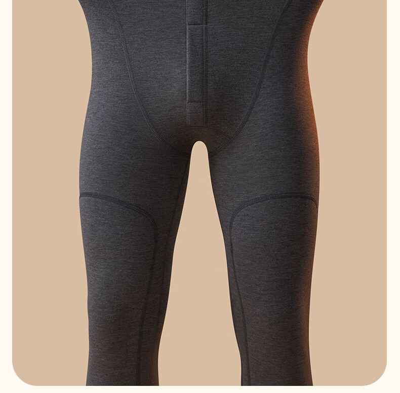 Hengyuanxiang [Down Knee Protection] Thermal Pants for Men, Fleece-Lined Thickened Cotton Long Johns Autumn Winter Warm Underwear 17