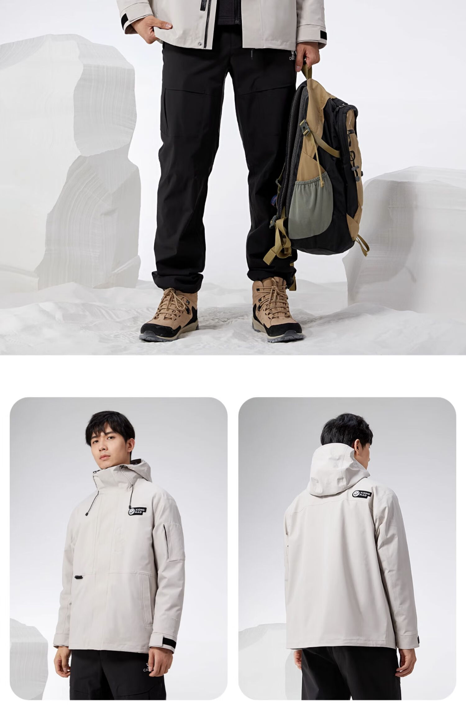 CAMEL Outdoor Waterproof, Windproof, And Breathable Jacket for Men And Women, Three-In Fleece-Lined Warm Mountaineering Coat 33
