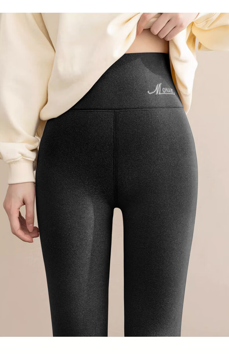 LangSha Women's Thermal Fleece Leggings, 5A Antibacterial High-Waist Slim Fit Lamb Wool Warm Cotton Pants for Autumn and Winter 21