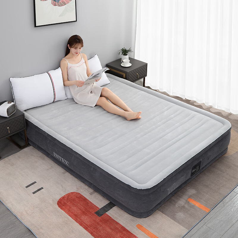 INTEX 67770 Built-In Electric Pump Double Automatic Inflatable Bed for Home Use, Portable Nap Bed, Folding Bed CT13 with 2 Pillows