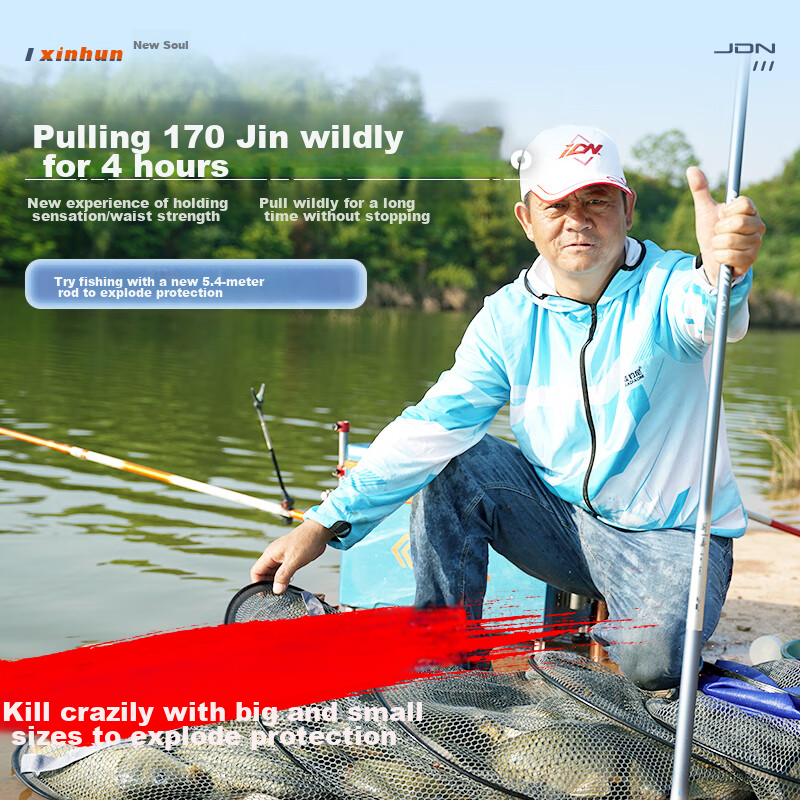 JIADIAONI New Soul Fishing Rod, Ultra-Light And Ultra-Hard Hand Rod, Fishing Pole for Wild Fishing, Black Pit, Carp And Crucian Carp, Platform Fishing Rod, 3.6M