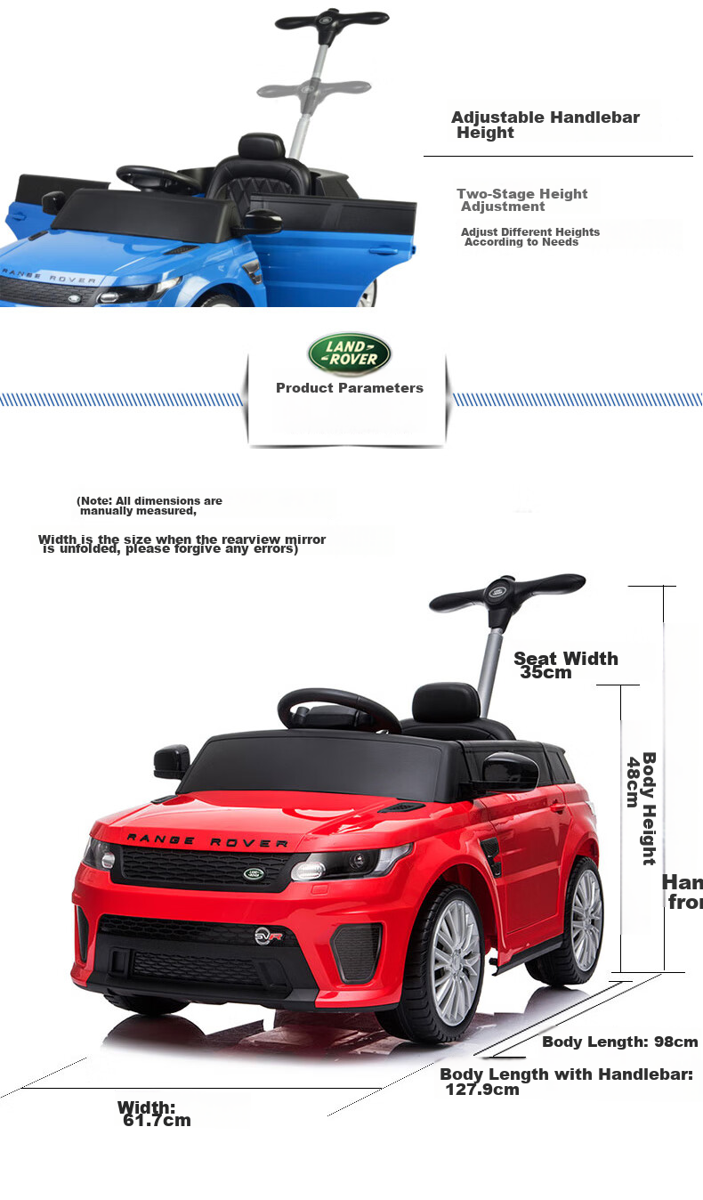 CHILOKBO Children's Electric Car, Four-Wheel Dual Drive Remote Control Vehicle, Can Be Pushed by Hand, Suitable for Taking Children Out, Child's Ride-On Car, Gift, Red 12