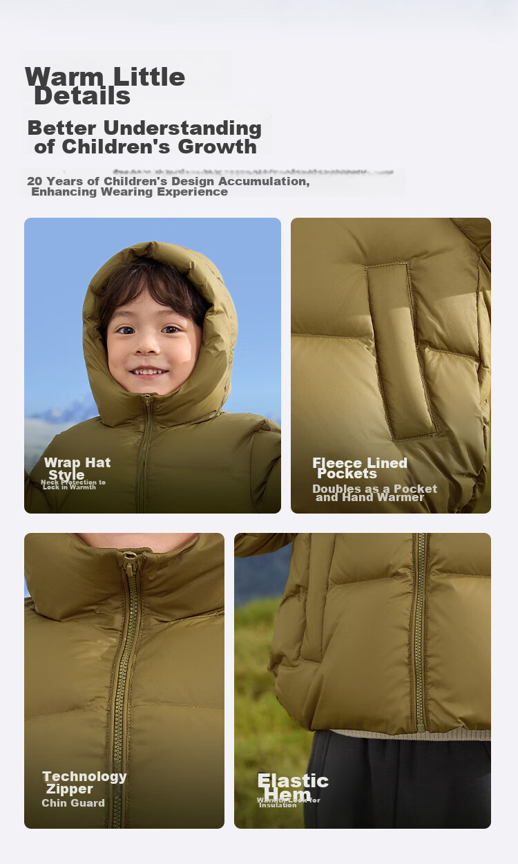 BALABALA Kids Baby Down Jacket Three-Proof Boys Winter Hooded Coat Girls Cute 2025 New Puffer Jacket 8