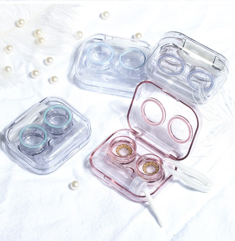 JAJALIN Contact Lens Case, Portable Beauty Box, Integrated Storage And Companion Case, Double-Linked Box, Care Kit, Sky Blue 11