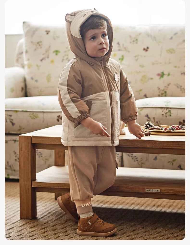 DAVE & BELLA Kids Waterproof Warm Cotton Padded Winter Jacket for Boys and Girls Thickened Baby Cotton Coat 4