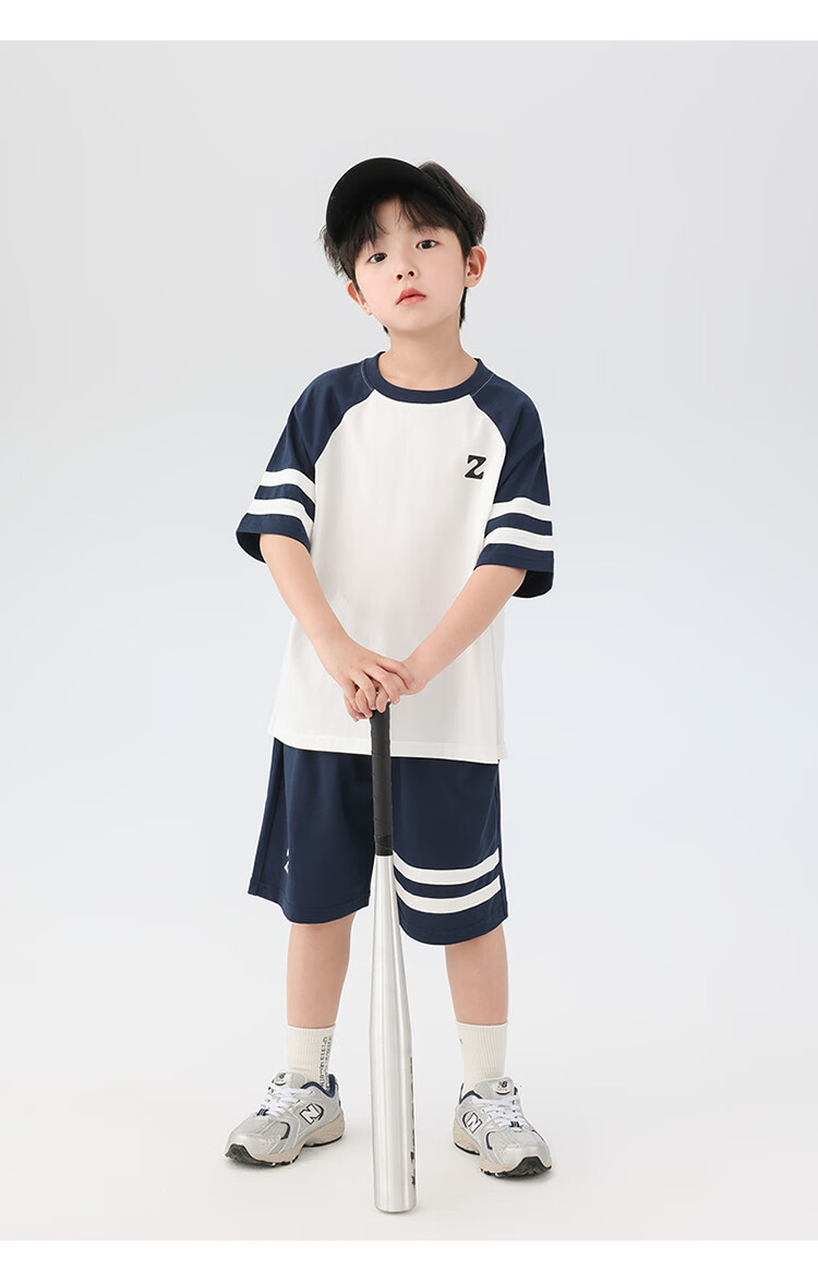 Zuoxi Boys' Summer Outfit Set, Children's Sports Short-Sleeve Pure Cotton Summer 2026 New Style Two-Piece Set for Boys, White, Size 170 10