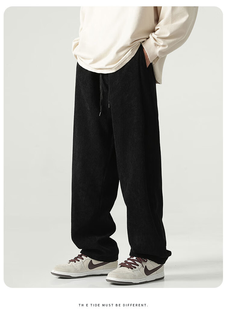 MMOPTOP Corduroy Pants for Men, Spring And Summer Vintage Loose-Fitting Straight-Leg Casual Trousers, 8302 Off-White S 7
