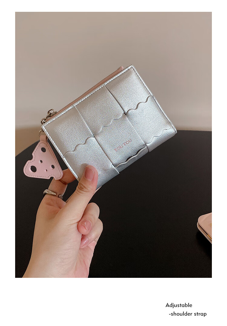 Toutou Coin Purse, Woven Storage Card Holder, Multi-Card Slots, Large Bill Clip, Silver Clutch, Gift for Girls And Best Friends, Travel And Birthday Present 9