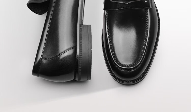 Goldlion Men's Loafers Leather Shoes Fashionable Comfortable Slip-On Business Casual Shoes G582310013AAA - Black 3