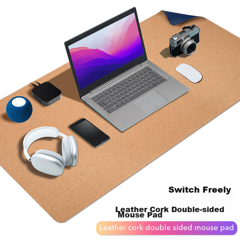 EXCO 1.2-Meter Cork Waterproof Leather Mouse Pad, Extra Large Computer Desk Mat, Leather Table Cover, Oversized Gaming Keyboard Pad, Charm Blue 9779 2