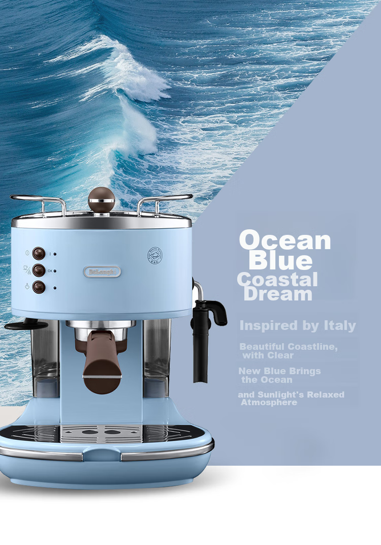 Delonghi Coffee Machine, Retro Semi-Automatic Coffee Maker, Compact Home-Use Stylish Americano And Italian Espresso 15Bar Pump Pressure, Manual Milk Frother ECO310.VGR Olive Green Gift 7