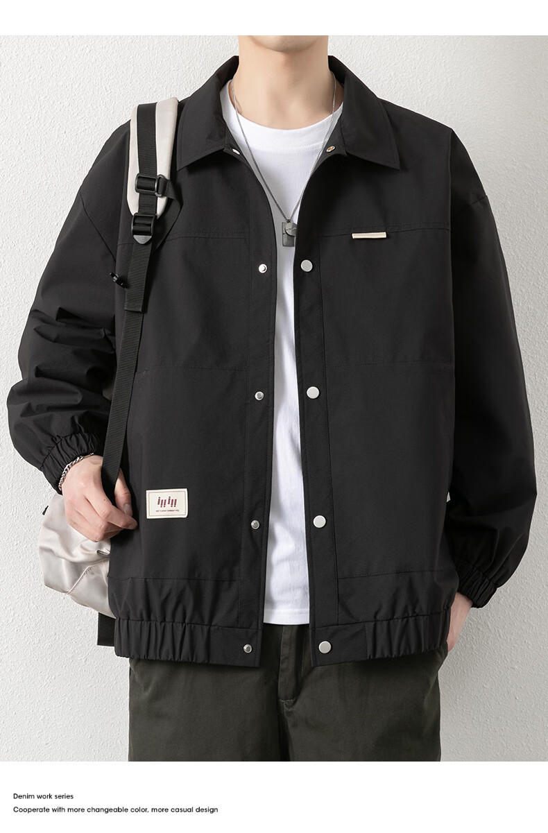 Dingfengbaoluo Men's Jacket, Summer Casual Versatile Lapel Loose Trendy Workwear Retro Coat, 2303 Khaki Color M 10