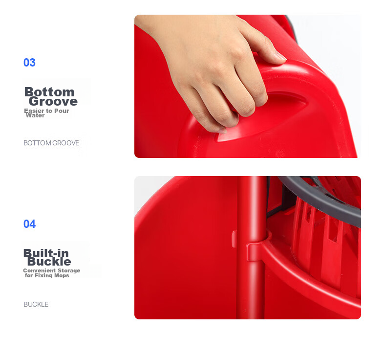 Vileda Mop-Specific Wringer Bucket Compatible with Non-Woven Blue Mop Cloth, White Cotton Mop, Traditional Hand-Pressed Wringer, Squeezing Water Bucket 9