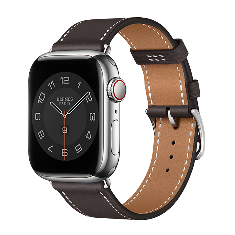 MSSM Compatible Apple Watch Band, Hermes Style IWatch S12 Cowhide Genuine Leather Strap for Ultra4/S11/10/9/Se3, Dark Brown, 38-42mm