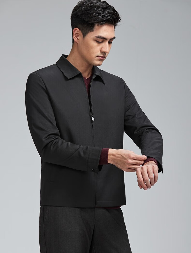 Goldlion [Leader Jacket] Autumn Winter Men's Machine Washable Wool Stand Collar Easy Care Business Coat Navy Blue M00 5