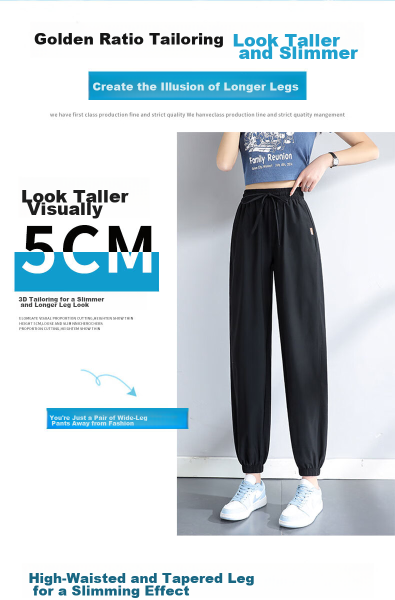 LangSha Ice Silk Sports Pants for Women, Summer Loose-Fit Joggers, Quick-Dry Thin Sun Protection Cool Lantern Pants Casual Trousers for Wome 2