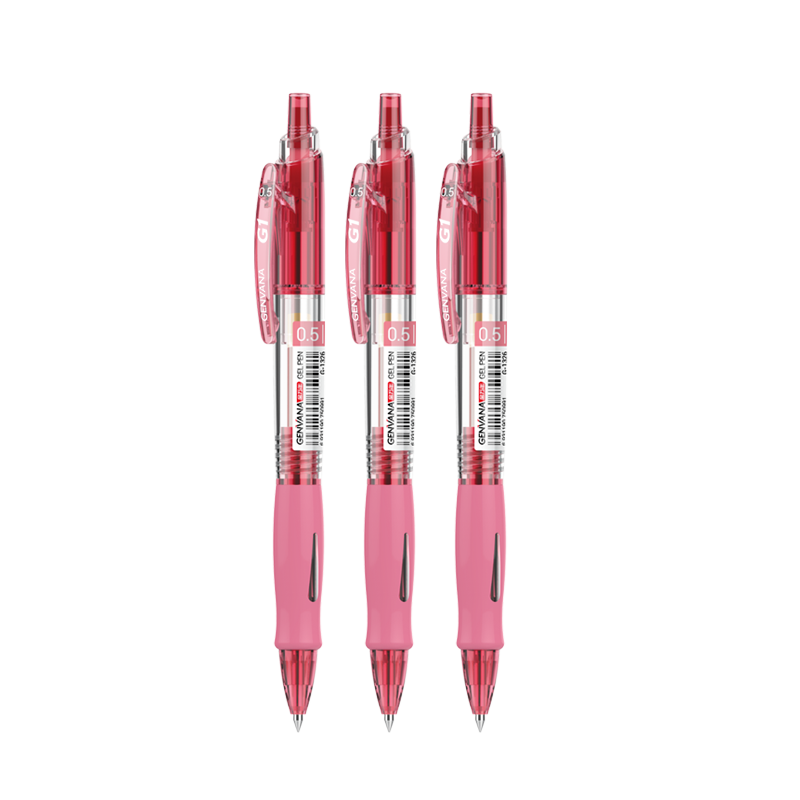 Genvana [12 Retractable] 0.5mm Red Gel Pen Comfortable Writing Push-Button Classic Bullet Tip Signature Pen for Training Exams Practice Office G-1326