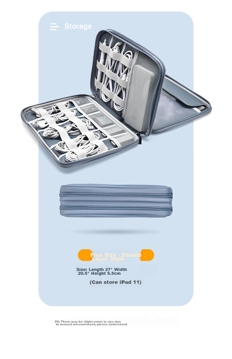 DiyiGongfang Multifunctional Digital Accessory Storage Bag for Charging Cables, Power Banks, Portable Hard Drives, Headphones, USB Drives, USB Flash Drives, Power Adapters, Data Cables, Charging Cables, Portable Protective Case, Travel Organizer Bag 9