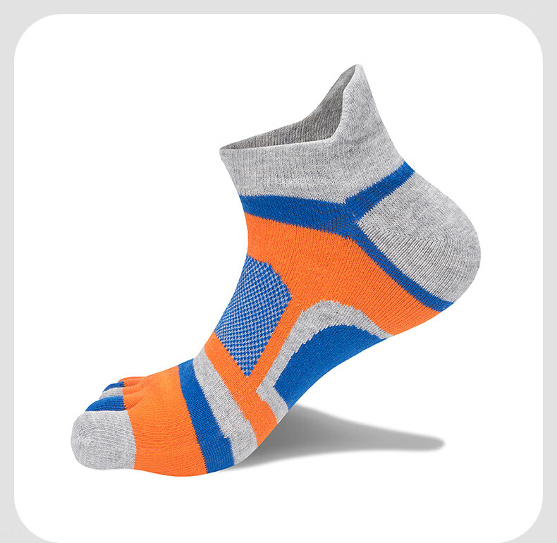 TFO Competition-Grade Outdoor Five-Toe Socks, Breathable Functional Hiking Socks, Wear-Resistant Toe Socks 2202439 Men's Blue And Orange 12