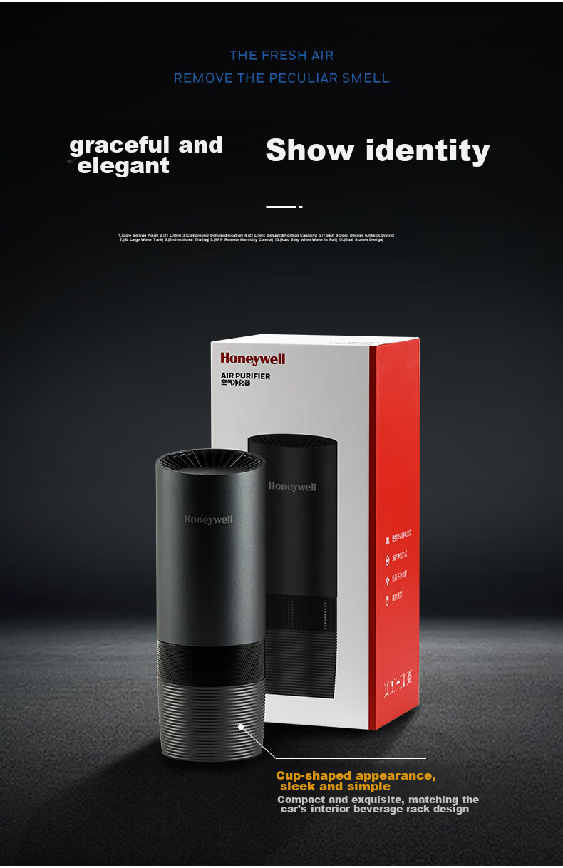 Honeywell Car Air Purifier Removes Formaldehyde, Secondhand Smoke, New Car Odors, Smog, Car Air Cleaner HWC05 5