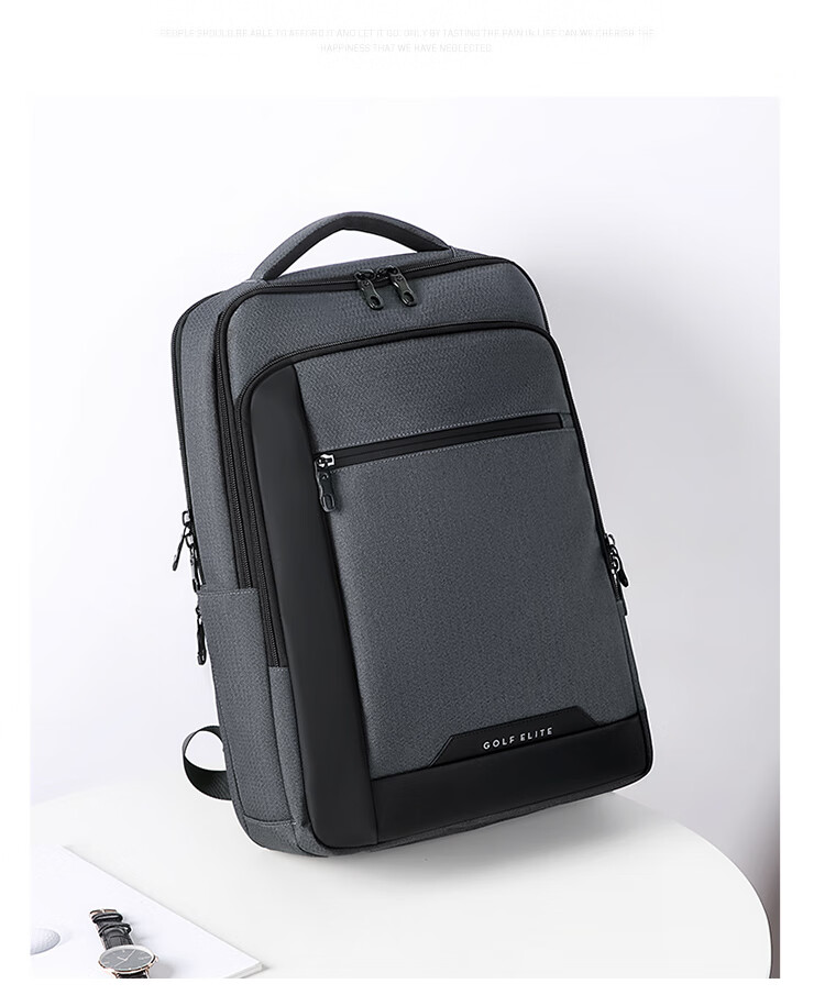 GOLF Backpack for Men, Large Capacity 15.6-Inch Laptop Backpack, USB Interface with Multiple Compartments, Business Casual Travel Bag for Students, Dark Gray with Black 27