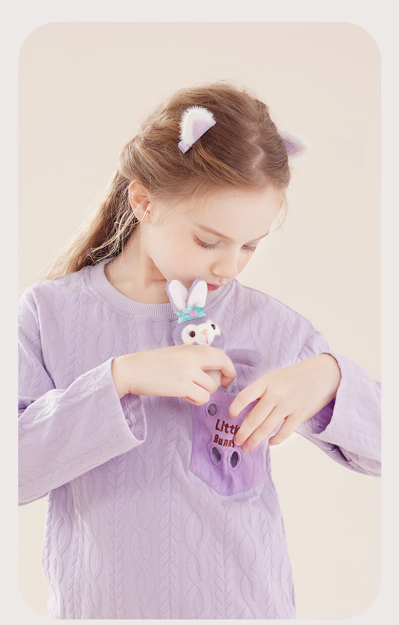 Duomiaowu Girls' Pajamas Children's Loungewear Set Cotton Spring And Autumn Mid to Big Kids Little Girls Parent-Child Clothing 99136 Purple 120 8
