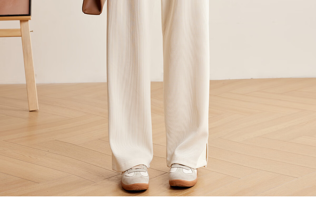 Halo Queen Women's Casual Pants, Spring And Autumn Drawstring Loose Wide-Leg Trousers, Fashionable Slimming Straight-Leg Pants H13QK5970 22