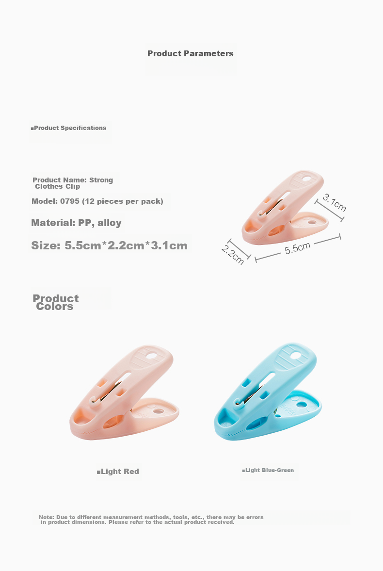 CHAHUA Clothes Hangers, Plastic Drying Clips, Fixed Clips for Socks, Windproof Clips for Clothes And Quilts, 24 Pieces 2