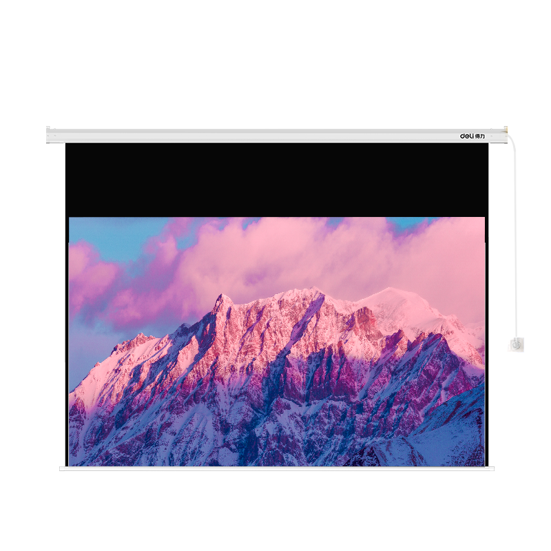 Deli 150-Inch 16:9 Remote Control Electric Projection Screen with Extended Black Edge 50456S (With Remote Control, Simple Home Projector Screen) [Installation Included]